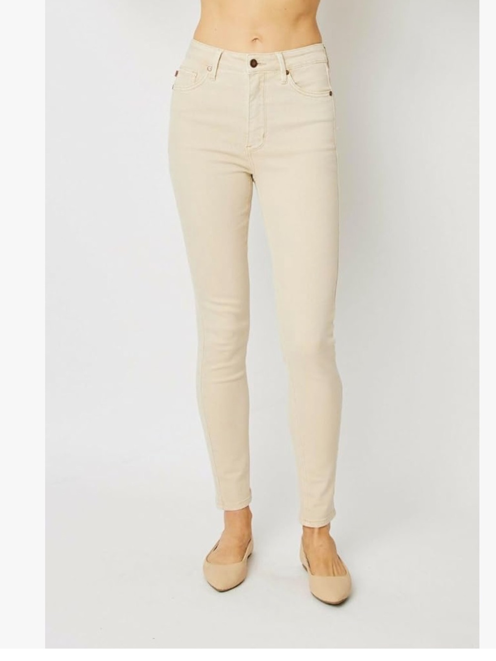 NWT Judy Blue 11/30 Large  High Rise Tummy Control Top Skinny Jeans Bone Tan